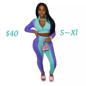 Womens Sweatsuit Set Two Piece Outfits Top + Skinny Long Pants Tracksuits